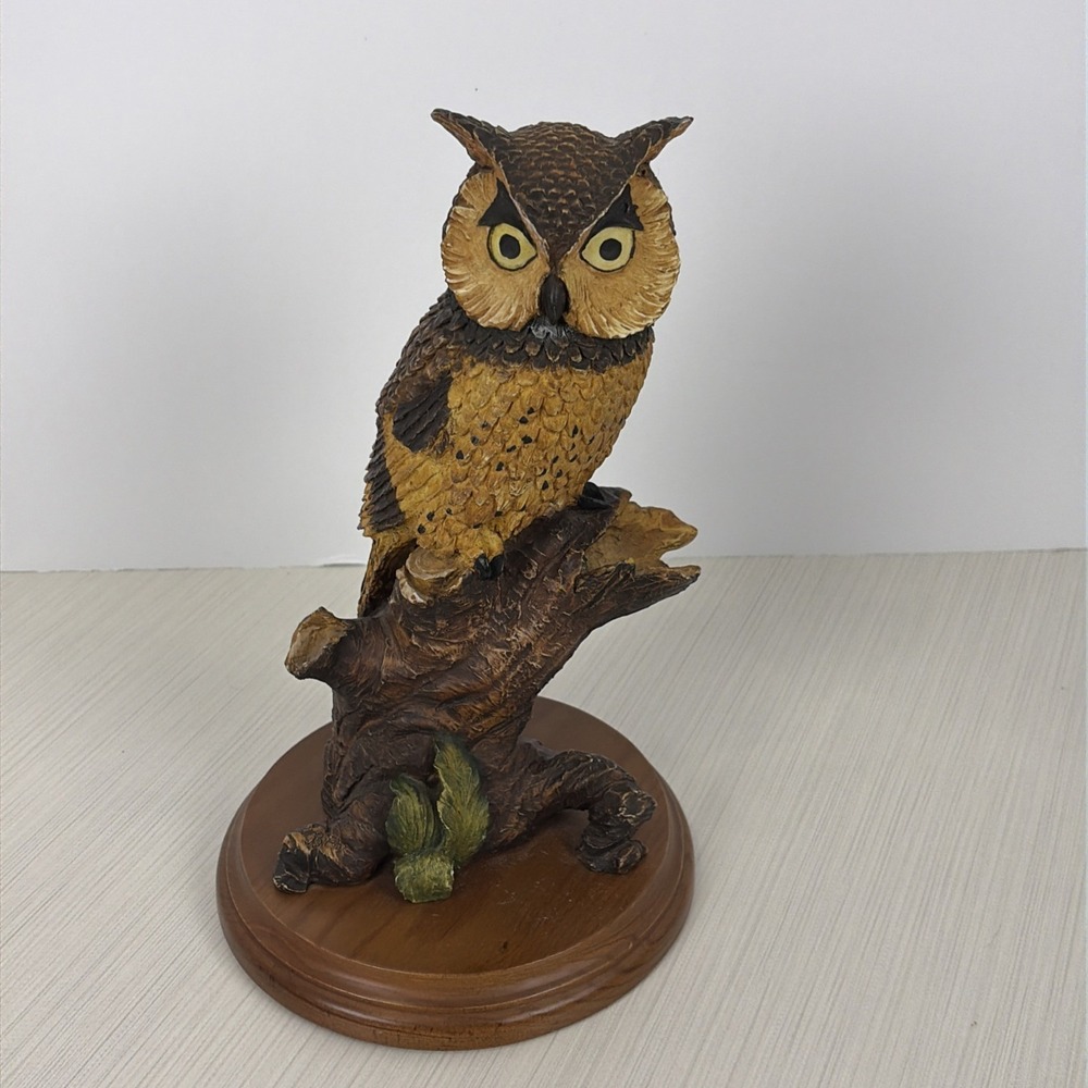 Dear Perched Owl 10" Sculpture Hand Painted Vintage Italy Figurine